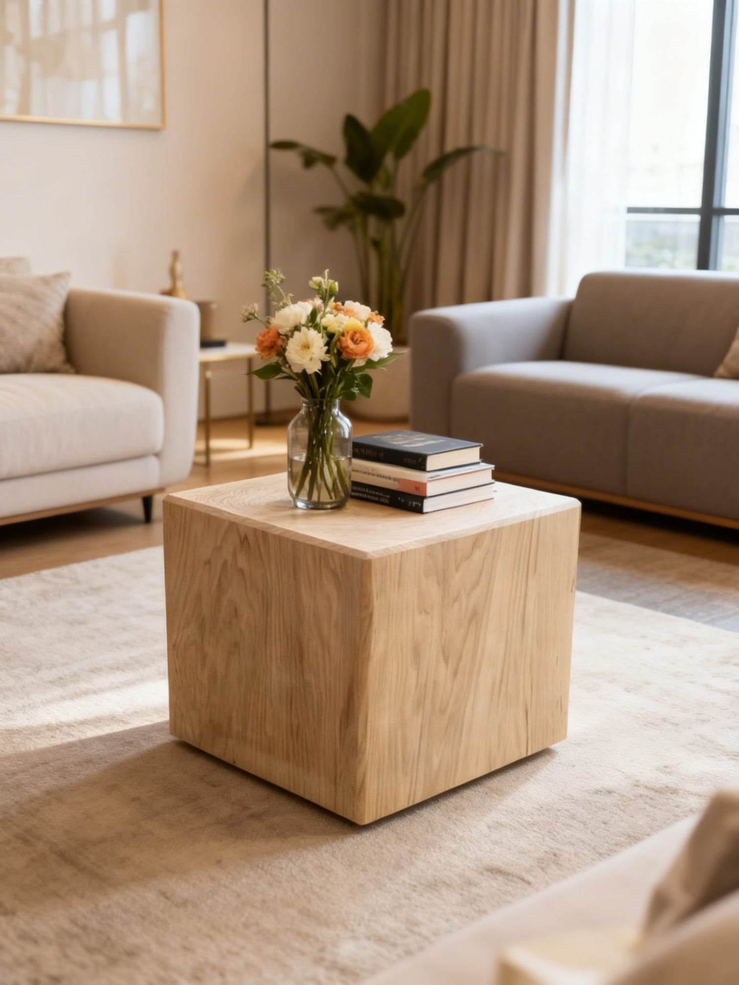 Holzwürfel aus Massivholz Eiche 50x50x50cm